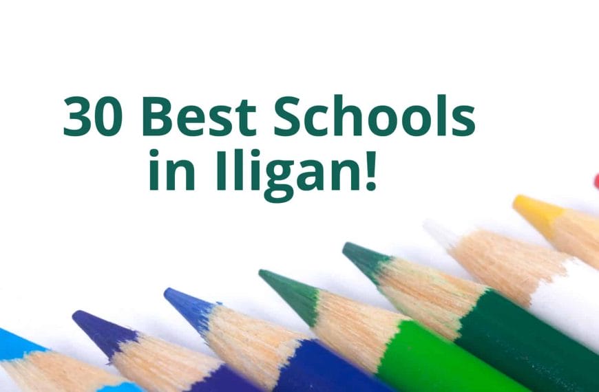 Colored pencils with text: 30 Best Schools in Iligan City!.