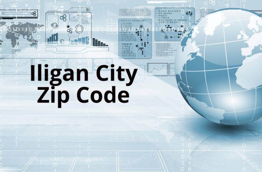 Digital globe and tech graphics featuring Iligan City Zip Code on an Iligan website.