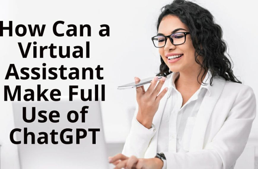 Nakangiting babaeng nakaputi gamit ang telepono. Text: Paano Magagamit ng Virtual Assistant sa Iligan City ang ChatGPT?.