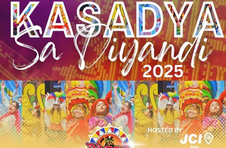 colorful festival poster with dancers and a prize table, reading “kasadya sa diyandi 2025, iligan city.”.