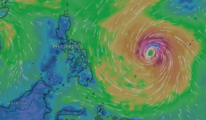 a cyclone nears the philippines, with swirling storm bands—track it with typhoon tracker for real time updates.