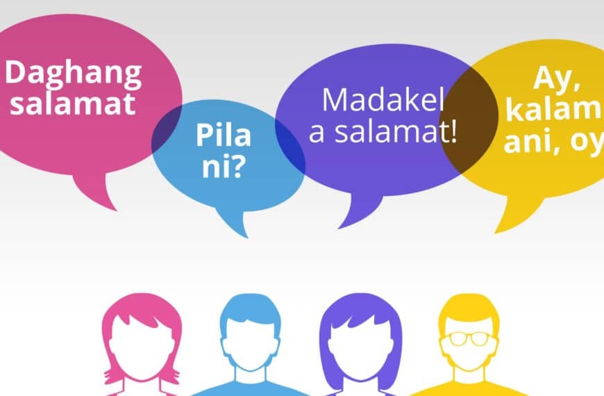 four illustrated people with colorful speech bubbles share voices and greetings from mindanao and beyond.