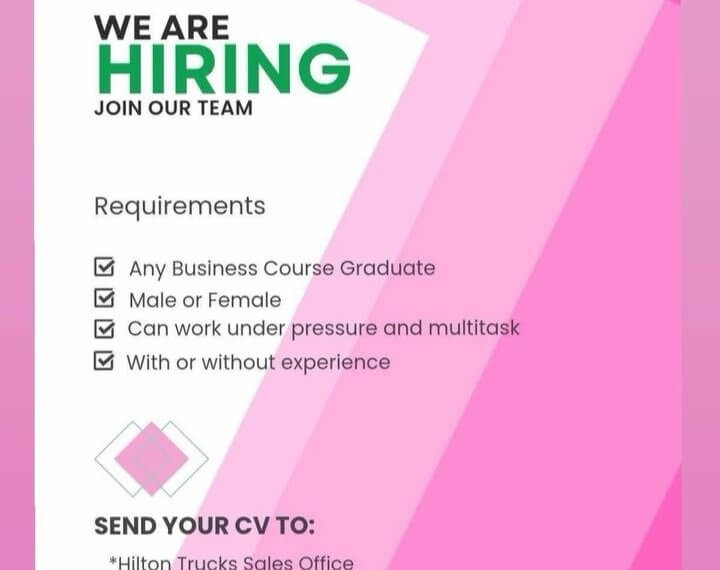 job hiring poster for gtc; requirements and application details listed on a pink and white background.
