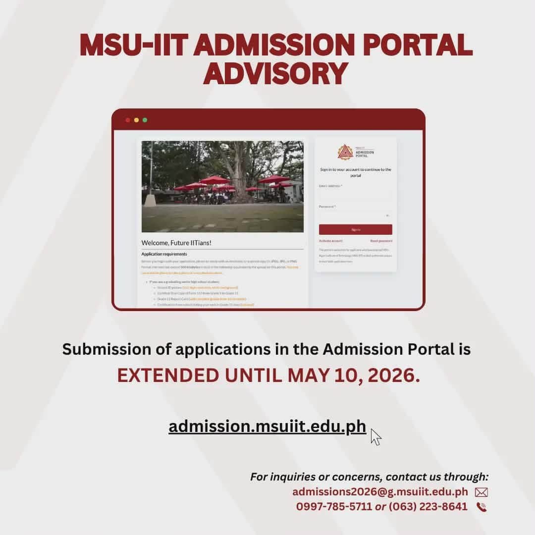 msu iit admission deadline extended to may 10, 2026; apply now via the portal—contact info and link provided.